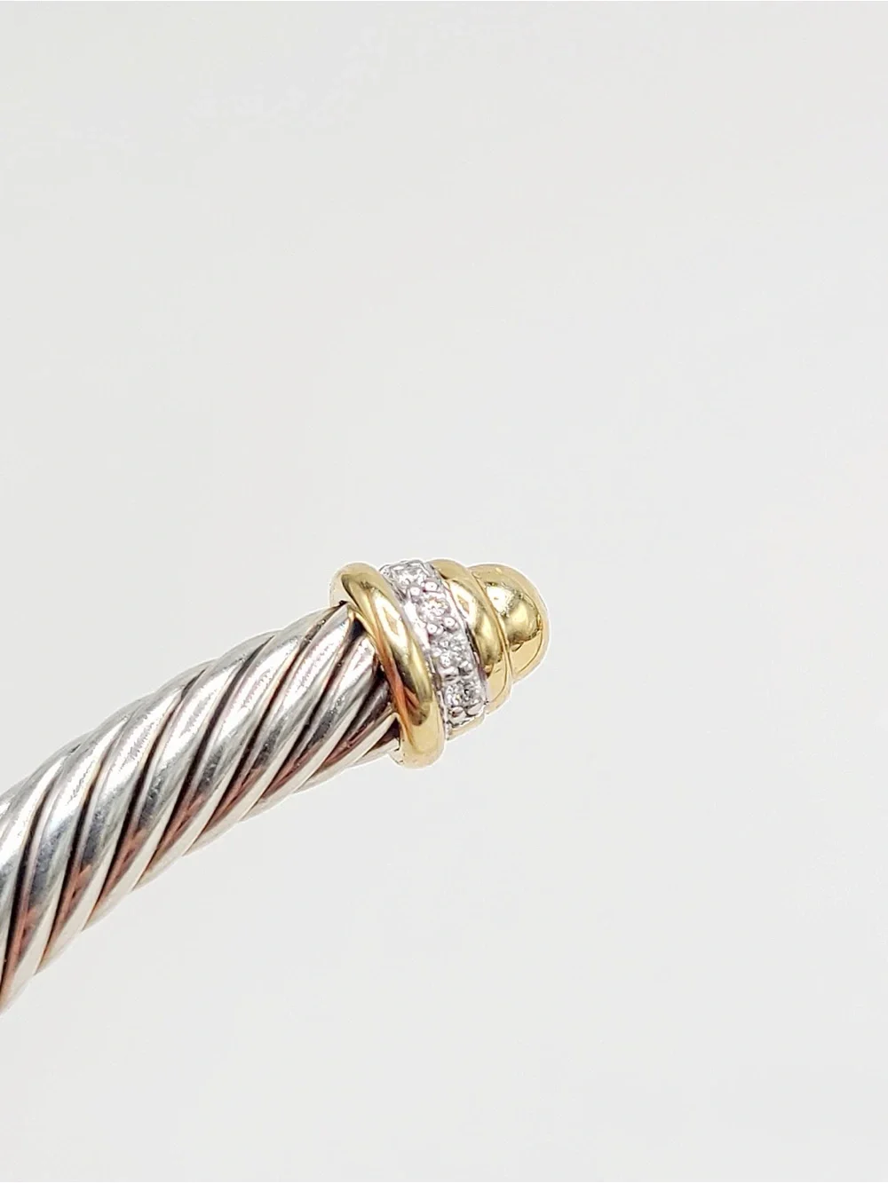 David Yurman Classic Cable Bracelet With Diamonds and Gold Dome , 5mm - Picture 7 of 8